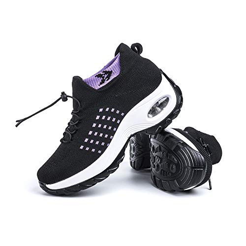 Zapatillas Deportivas de Mujer Zapatos Running Fitness Gym Outdoor Sneaker Casual Mesh Transpirable Calzado Comodas púrpura Talla 39