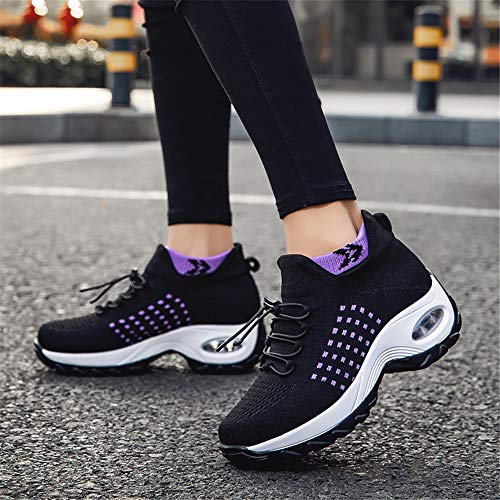 Zapatillas Deportivas de Mujer Zapatos Running Fitness Gym Outdoor Sneaker Casual Mesh Transpirable Calzado Comodas púrpura Talla 39
