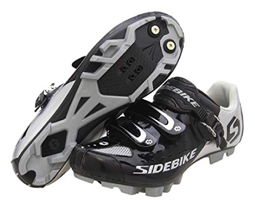 Zapatillas para ciclismo BTT, profesionales, transpirables, para hombre y mujer, compatibles con pedales SPD, Unisex adulto, Black Silver 001, 40 EU