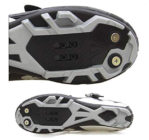 Zapatillas para ciclismo BTT, profesionales, transpirables, para hombre y mujer, compatibles con pedales SPD, Unisex adulto, Black Silver 001, 40 EU