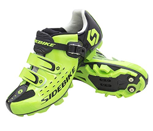 Zapatillas para ciclismo BTT, profesionales, transpirables, para hombre y mujer, compatibles con pedales SPD, Unisex adulto, Verde Negro 001, 41 EU