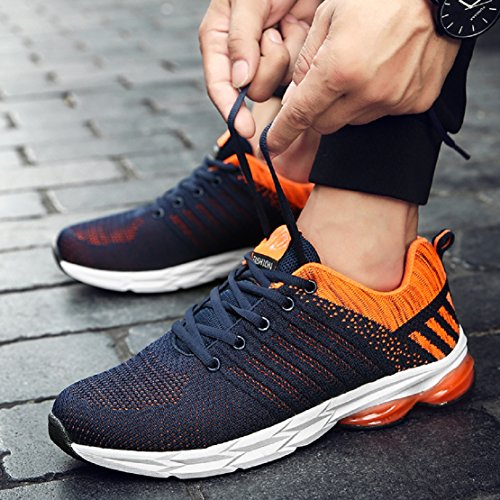 Zapatillas Running para Hombre Aire Libre y Deporte Transpirables Casual Zapatos Gimnasio Correr Sneakers Naranja 43