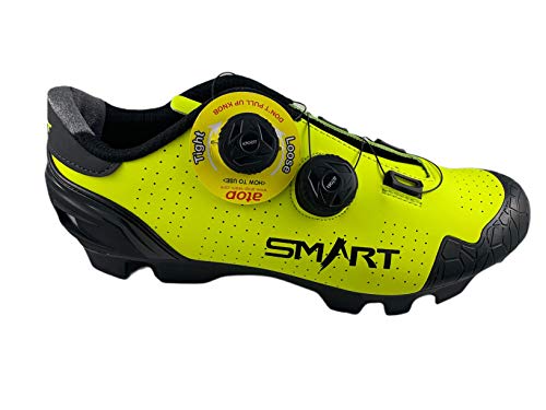 Zapatillas Smart de Ciclismo, para Ciclista, con Doble Cierre Rotativo - Color Amarillo Fluor - Talla 42