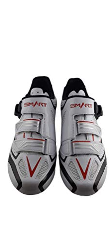 Zapatillas Smart de Ciclismo, para Ciclista, con Doble Cierre Rotativo - Color Blanco - Talla 42