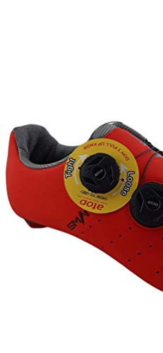 Zapatillas Smart de Ciclismo, para Ciclista, con Doble Cierre Rotativo - Color Rojo y Gris - Talla 41