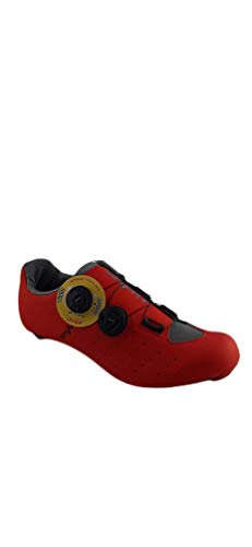 Zapatillas Smart de Ciclismo, para Ciclista, con Doble Cierre Rotativo - Color Rojo y Gris - Talla 41