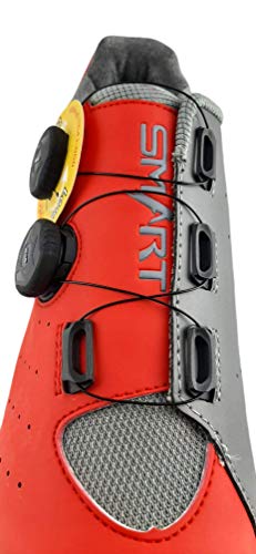 Zapatillas Smart de Ciclismo, para Ciclista, con Doble Cierre Rotativo - Color Rojo y Gris - Talla 41