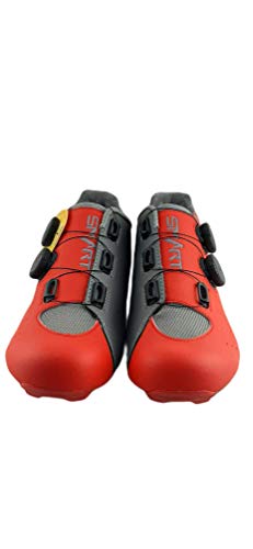 Zapatillas Smart de Ciclismo, para Ciclista, con Doble Cierre Rotativo - Color Rojo y Gris - Talla 41