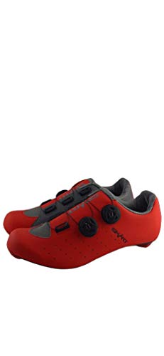 Zapatillas Smart de Ciclismo, para Ciclista, con Doble Cierre Rotativo - Color Rojo y Gris - Talla 41