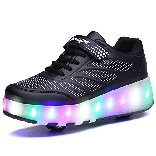 Zapatos con Ruedas Zapatillas con Dos Ruedas para niños y niña Led Luces Zapatillas con Ruedas Se Puede Bambas con Ruedas Carga con USB Automática Calzado de Skateboarding