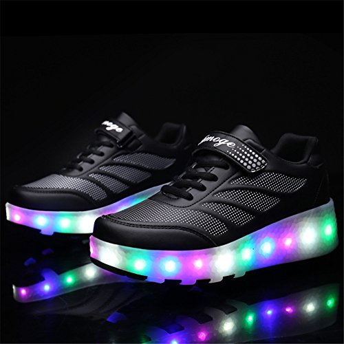 Zapatos con Ruedas Zapatillas con Dos Ruedas para niños y niña Led Luces Zapatillas con Ruedas Se Puede Bambas con Ruedas Carga con USB Automática Calzado de Skateboarding