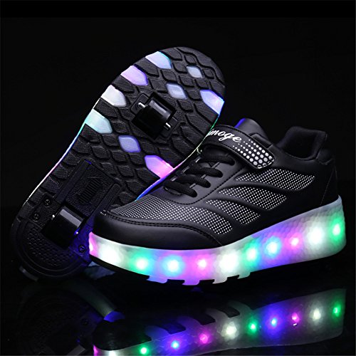 Zapatos con Ruedas Zapatillas con Dos Ruedas para niños y niña Led Luces Zapatillas con Ruedas Se Puede Bambas con Ruedas Carga con USB Automática Calzado de Skateboarding