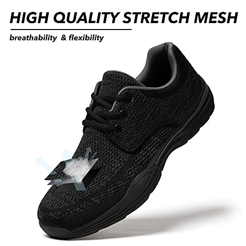 Zapatos de Cordones Hombre Vestir Casual Zapatillas Deportivas Running Sneakers Corriendo Transpirable Negro 46