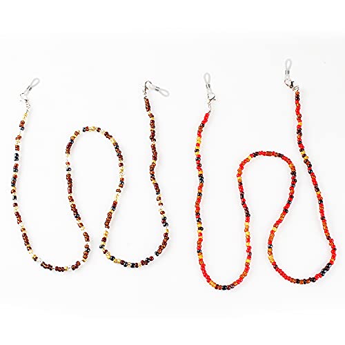 Zeaye - 4 piezas de cadenas para gafas con cuentas, soporte para correa para gafas, collar, correa para ojos, para hombres, mujeres, niñas, niños, ancianos （Coral Peacock Golden Dawn Red Brown）