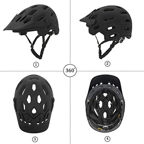 Zeroall Ligero Casco de Bicicleta para Hombre Mujer 54-58cm Tamaño Ajustable Casco de Ciclo con Visera Desmontable Cascos de Ciclismo para Bicicleta Patineta Scooter(Negro M)