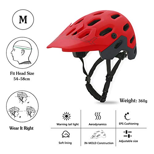 Zeroall Ligero Casco de Bicicleta para Hombre Mujer 54-58cm Tamaño Ajustable Casco de Ciclo con Visera Desmontable Cascos de Ciclismo para Bicicleta Patineta Scooter(Negro M)