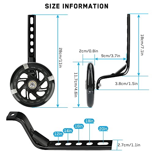 zerotop Ruedines Bici Infantil,Ruedas Estabilizadoras,Bicicleta Infantil Ruedines,Estabilizador de Bicicleta,Ruedas de Entrenamiento Bicicleta Infantil,Ruedas Niño Bicicleta 12 14 16 18 20 pulgadas