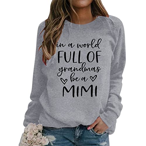 ZGJY Sudadera de mujer marca, sin capucha, cuello redondo, para mujer, diseño estampado de moda, camiseta con texto en inglés «Mujer y suéteres», 05-gris, L