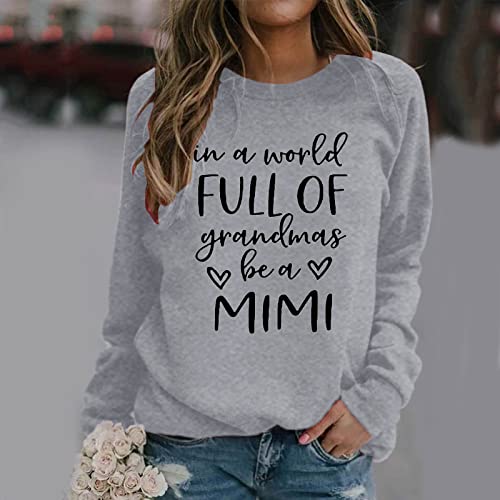 ZGJY Sudadera de mujer marca, sin capucha, cuello redondo, para mujer, diseño estampado de moda, camiseta con texto en inglés «Mujer y suéteres», 05-gris, L