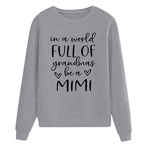 ZGJY Sudadera de mujer marca, sin capucha, cuello redondo, para mujer, diseño estampado de moda, camiseta con texto en inglés «Mujer y suéteres», 05-gris, L