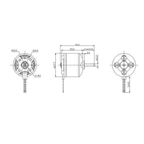 Zhou-YuXiang DXW A2212 2200KV 2-3S - Motor sin escobillas Outrunner para RC FPV de ala fija Drone avión multicóptero 6030 hélice