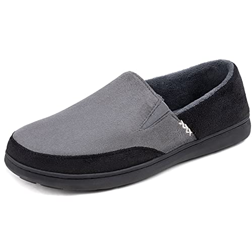 Zigzagger Zapatillas cerradas de mezcla de lana para hombre, zapatos duraderos para interiores y exteriores con espuma de alta densidad, Gris de ley., 40 2/3 EU