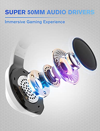 ZIUMIER Auriculares para Juegos con Micrófono, Cascos Gaming con Conector de 3,5 mm, Cancelación de Ruido, Graves Estéreo, para PS4, PS5, Xbox One, PC, Mac, Smartphone (Blanco y Negro)