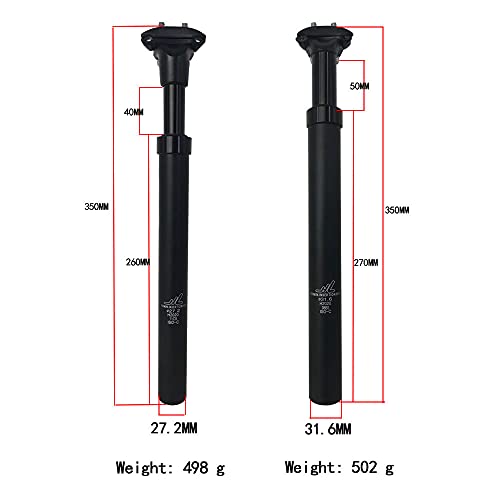 Zoom- Tija de asiento de suspensión negra roja 27.2/28.6/30.0/30.4/30.9/31.6/33.9 x 350mm (30.8x350mm)