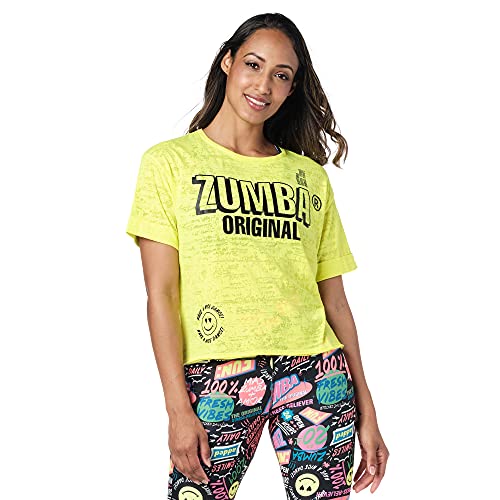 Zumba Camiseta deportiva de diseño gráfico para mujer - amarillo - XS