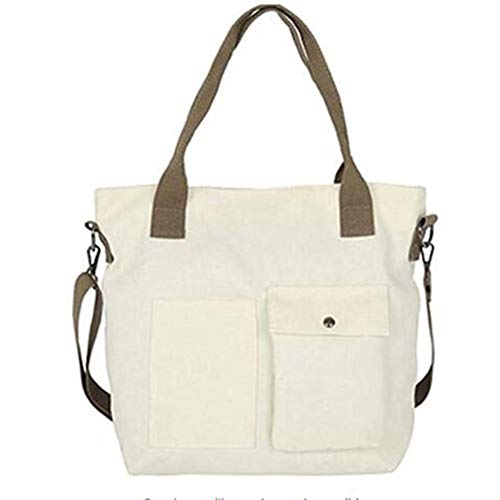 zyy Bolso De Las Mujeres, Bolso De Hombro Grande del Bolso De Las Mujeres Bolso Suave De Las Mujeres Pana Teléfono Sólido del Color del Hombro De Viajes Celular Bolsa,Blanco