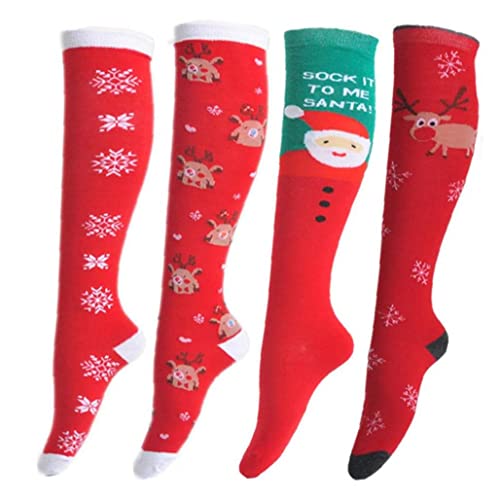 1 Par Calcetines Rodilla Nieve Navidad Navidad Dibujos Animados con Alto Contenido Rodillas Stock Finanzas Cálido Dormir Muslo Longitud Longitud