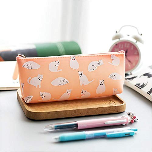 1 unidad/venta de gelatina vaca gato silicona lápices caso Kawaii Girl Lápices Bolsos Durable gran capacidad suministros escolares papelería, almacenamiento de papelería, 2