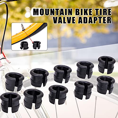 10 adaptadores de válvula de bicicleta, adaptador de válvula de bicicleta de montaña, juego de conversión de válvulas, inflar neumáticos con bomba estándar o compresor de aire (Balck)