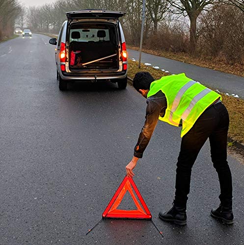 10 Chalecos Reflectantes de Seguridad - Color Amarillo - Talla Única - Para Coche, Moto, Trabajo - Visibilidad a 360°