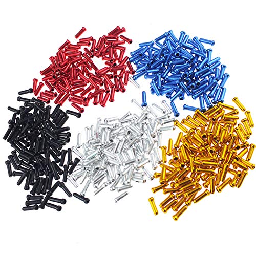 100 Piezas Tapa de Freno de Bicicleta Tapas del Extremo del Cable Freno Tapas de Cable de Freno de Bicicleta Para Bicicletas Frenos Cables Y Desviadores Line Core (Rojo Oro Azul Negro Plata)