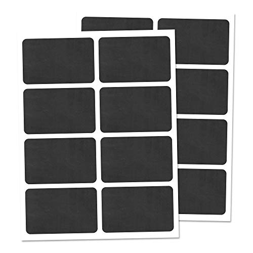 160 Piezas - Etiquetas para Frascos Pegatinas Negras, Borrable - 60 x 40 mm