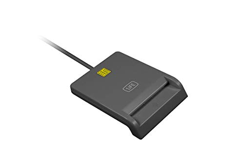 1LIFE Lector Tarjeta Electrónico Citizen -1IFECRCITIZEN- Compatible con Cartão de Cidadão (Portugal) y DNI Electrónico (España). Conexión USB 2.0, Dimensiones 65x85x18mm, Color Negro