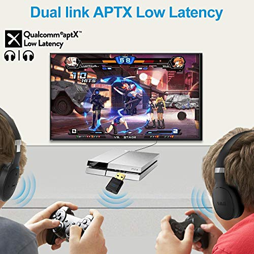 1mii Bluetooth USB PC, Transmisor Audio Bluetooth 5.0, Dongle Bluetooth para PC, PS4, PS5 con APTX Baja Latencia y APTX HD, Adaptador Audio USB de Doble Enlace a Altavoz/Auriculares Bluetooth