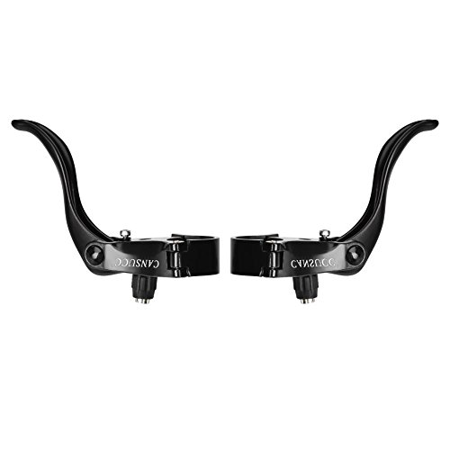 1Pair Bike Brake Lever, 24mm Aluminum Alloy Mountain Bike Disc Brake Bar Handle Level Bicycle Brake Handle Grip for Outdoor Cycling(Negro)