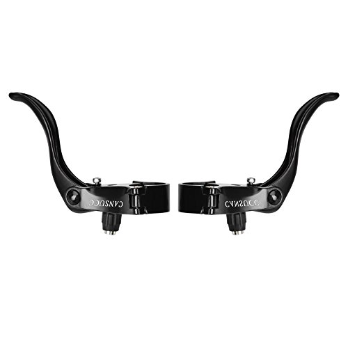 1Pair Bike Brake Lever, 24mm Aluminum Alloy Mountain Bike Disc Brake Bar Handle Level Bicycle Brake Handle Grip for Outdoor Cycling(Negro)