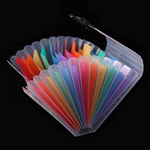 2 Acordeon A6 Carpeta Archivadora con Indice de Etiquetas, Clear Rainbow Expanding File Folder, Se Puede Usar en el Hogar u Oficina, Almacenamiento Archivos, 13 Bolsillos