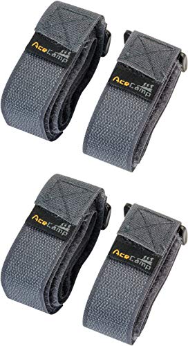 2 correas de velcro AceCamp, 2,5 cm de ancho, correa multiusos, alta sujeción, para bicicleta, exteriores, deporte, color gris, Doppelpack, 90 cm