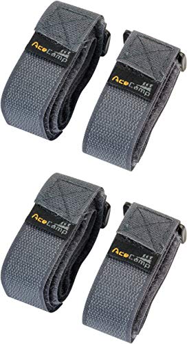 2 correas de velcro AceCamp, 2,5 cm de ancho, correa multiusos, alta sujeción, para bicicleta, exteriores, deporte, color gris, Doppelpack, 90 cm