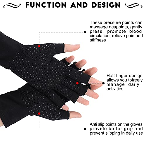 2 Pares de Guantes de Artritis Guantes de Presión Unisex Guantes Transpirables sin Dedos para Aliviar Dolor de Articulaciones para Hombre Mujer Adultos Brindar Apoyo y Calidez, 2 Colores