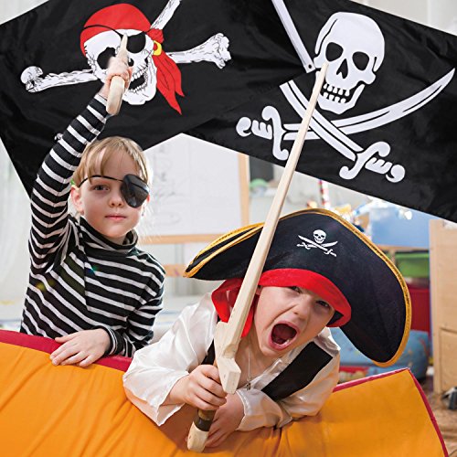 2 Piezas de Bandera de Pirata Bandera de Cráneo Jolly Roger para Fiesta de Pirata, Regalo de Cumpleaños, Día de Pirata, Decoración de Halloween, Regalo de Navidad, 3 por 5 Pies
