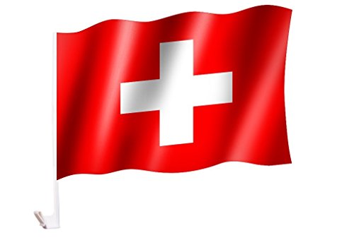 2 unidades/1 par Auto Bandera/bandera suiza/Switzerland/Suisse – FahnenMax – Bandera para coche 2 x – Car Flag