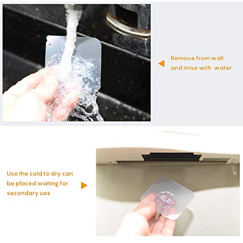 20 Pack Adhesive Strong Nail Free Reusable transparente Heavy Duty Bathroom Kitchen Door Hook Ceiling Hanger, Waterproof & oilpr impermeable, (10 kg/22 libras Max)