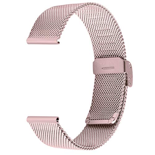 【2021 Nuevo】Correa de Reloj Fullmosa, Correa de Repuesto de Malla de Acero Inoxidable para Reloj (Samsung Gear s3s2 / Asus Zenwatch / Huawei Watch / Reloj inteligente Smartwatch etc.) Rosa, 22mm