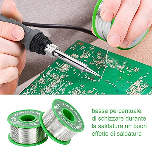 2PCS Alambre de Soldadura Sin Plomo Estaño para Soldar(Sn99-Ag0.3-Cu0.7) Estaño Alambre 99,3% Alta Pureza-Plata0.3% Cobre0.7% Alambre Soldadura Núcleo Resina Cable de Soldadura Eléctrica(1mm 100g)