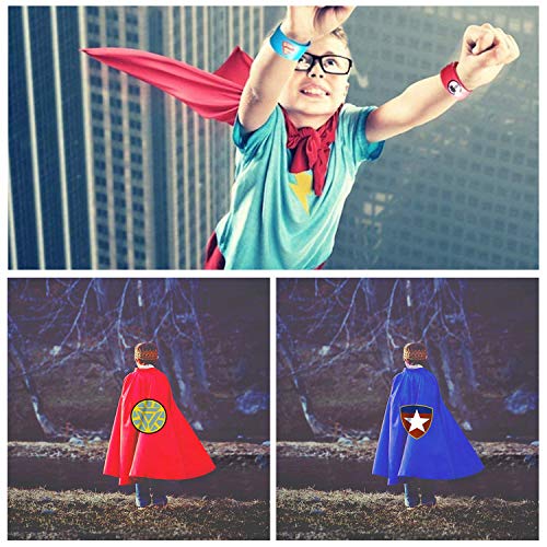 2Pcs Capa de Superhéroe para Niños - 2 Capa y 2 Máscaras 2 Pulsera de silicona -Halloween Ideas Kit de Valor de Cosplay de Diseño de Fiesta de Cumpleaños de Navidad - Juguetes para Niños y Niñas Capes